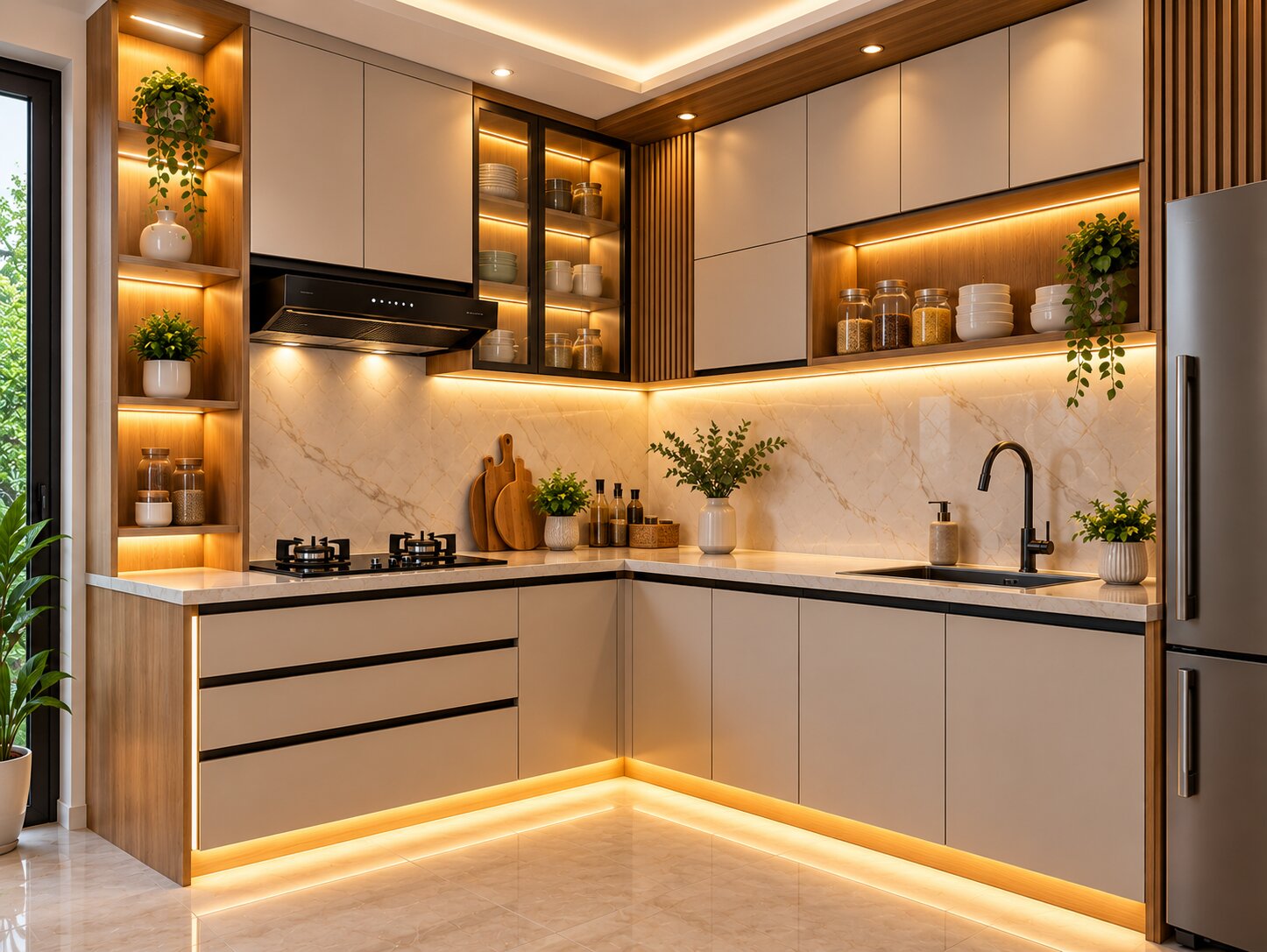 Modular kitchen design in New Town Kolkata by NIWAS Interior